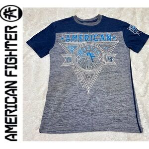 American Fighter Navy and Gray Graphic Tee